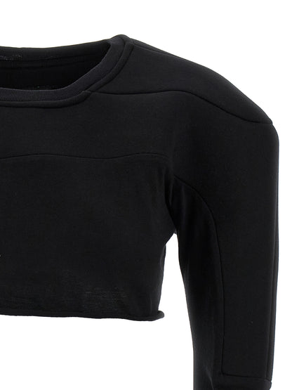 Cardigan by Rick Owens for women in organic cotton black features a nuanced silhouette with a refined crew neckline and nuanced detailing for a sophisticated look.
