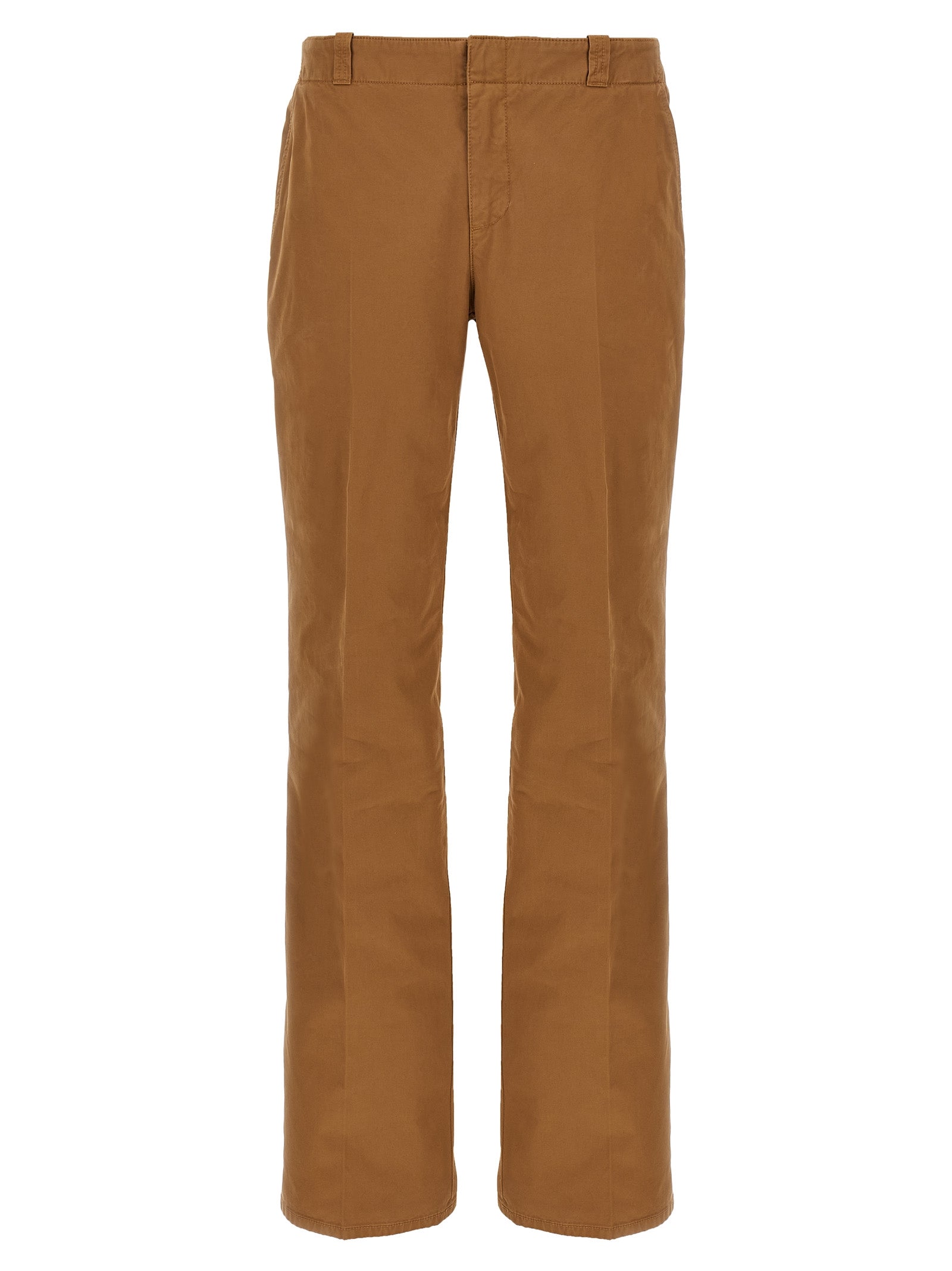 Chinos Pants by Alexander McQueen for men in organic cotton brown, featuring a architectural straight-leg with a architectural long and low rise for a refined silhouette.