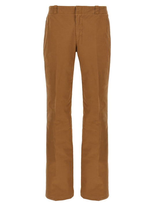 Chinos Pants by Alexander McQueen for men in organic cotton brown, featuring a architectural straight-leg with a architectural long and low rise for a refined silhouette.