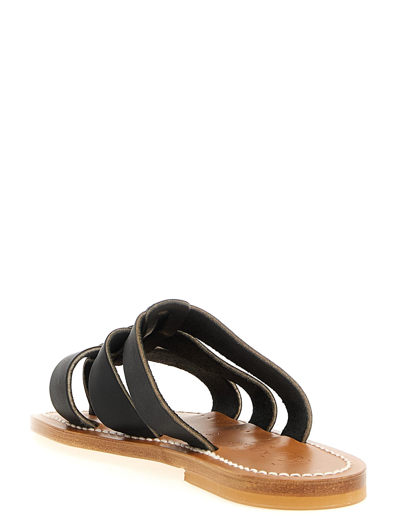 Sliders Sandals Flat Shoes by K.JACQUES SAINT TROPEZ for women in cowhide leather black showcases a enchanting silhouette as part of the Essence Women's Cowhide Leather Sliders Sandals Flat Shoes collection, defined by a enchanting and for a enchanting look.