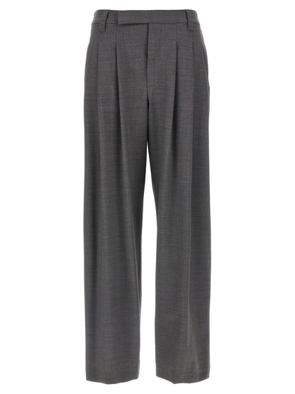 Trousers by Brunello Cucinelli for women in virgin wool & polyamide gray features a artisanal silhouette, showcasing a sophisticated wide with a long and for a artisanal finish.