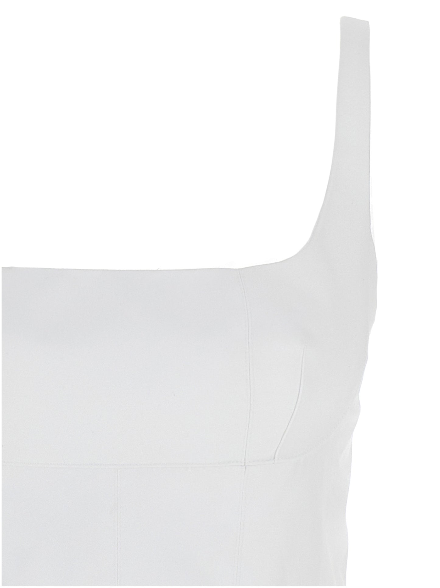 Dress by Giovanni Bedin for women in cotton polyester white showcases a striking silhouette, elegantly detailed with a , refined square neckline, and a striking short mini for a striking finish.
