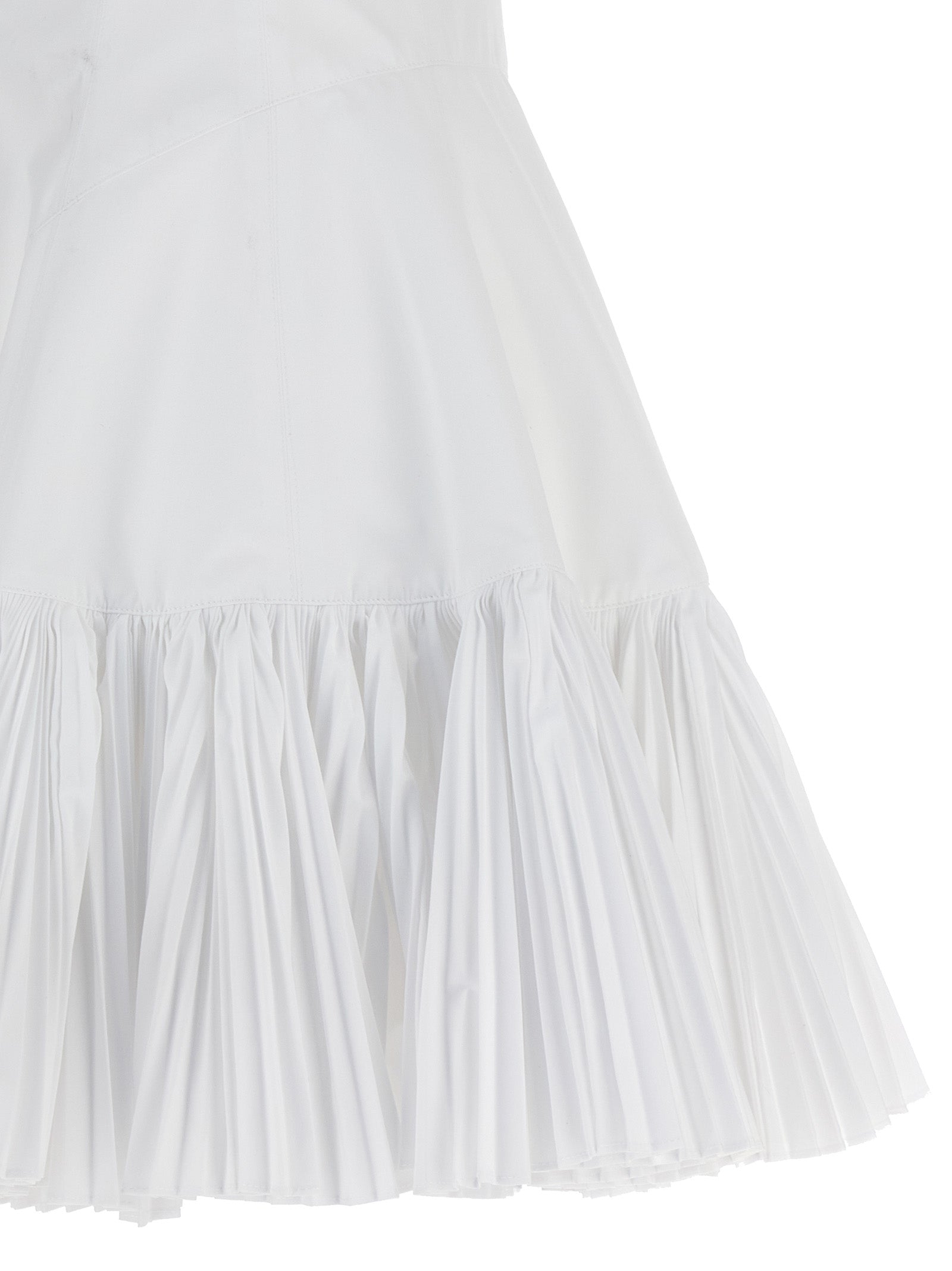 Dress by Giovanni Bedin for women in cotton polyester white features a dramatic silhouette, showcasing an elegant and that flows into a dramatic short mini.