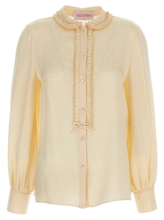 Valentino Garavani Women's Silk Blouse - Beige Pearl Jacquard