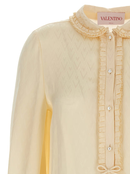 Valentino Garavani Women's Silk Blouse - Beige Pearl Jacquard
