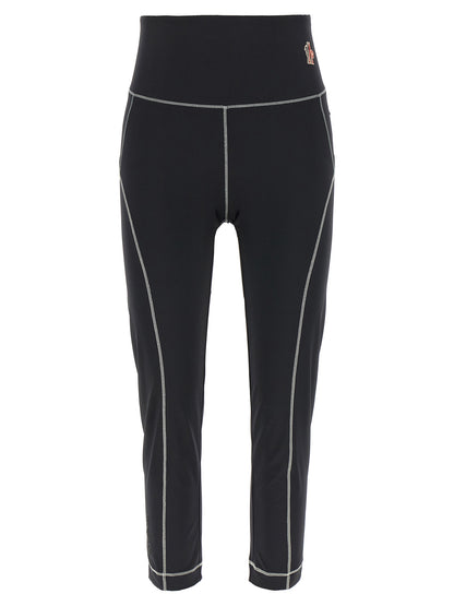 Activewear Leggings by Moncler Grenoble for women in stretch nylon black features an ergonomic leggings with , highlighting a ergonomic high rise and long for a premium, high-performance look.