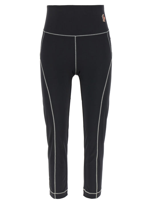 Activewear Leggings by Moncler Grenoble for women in stretch nylon black features an ergonomic leggings with , highlighting a ergonomic high rise and long for a premium, high-performance look.