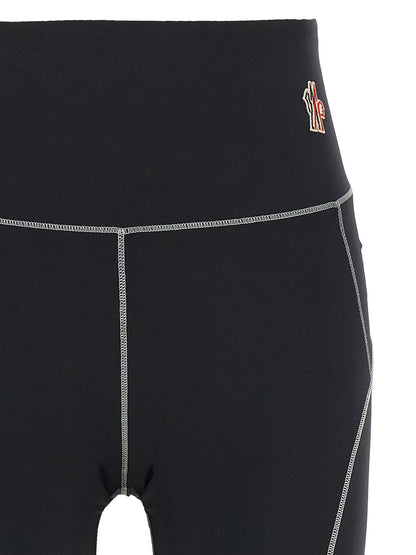 Activewear Leggings by Moncler Grenoble for women in stretch nylon black features an ergonomic leggings with , highlighting a ergonomic high rise and long for a premium, high-performance look.