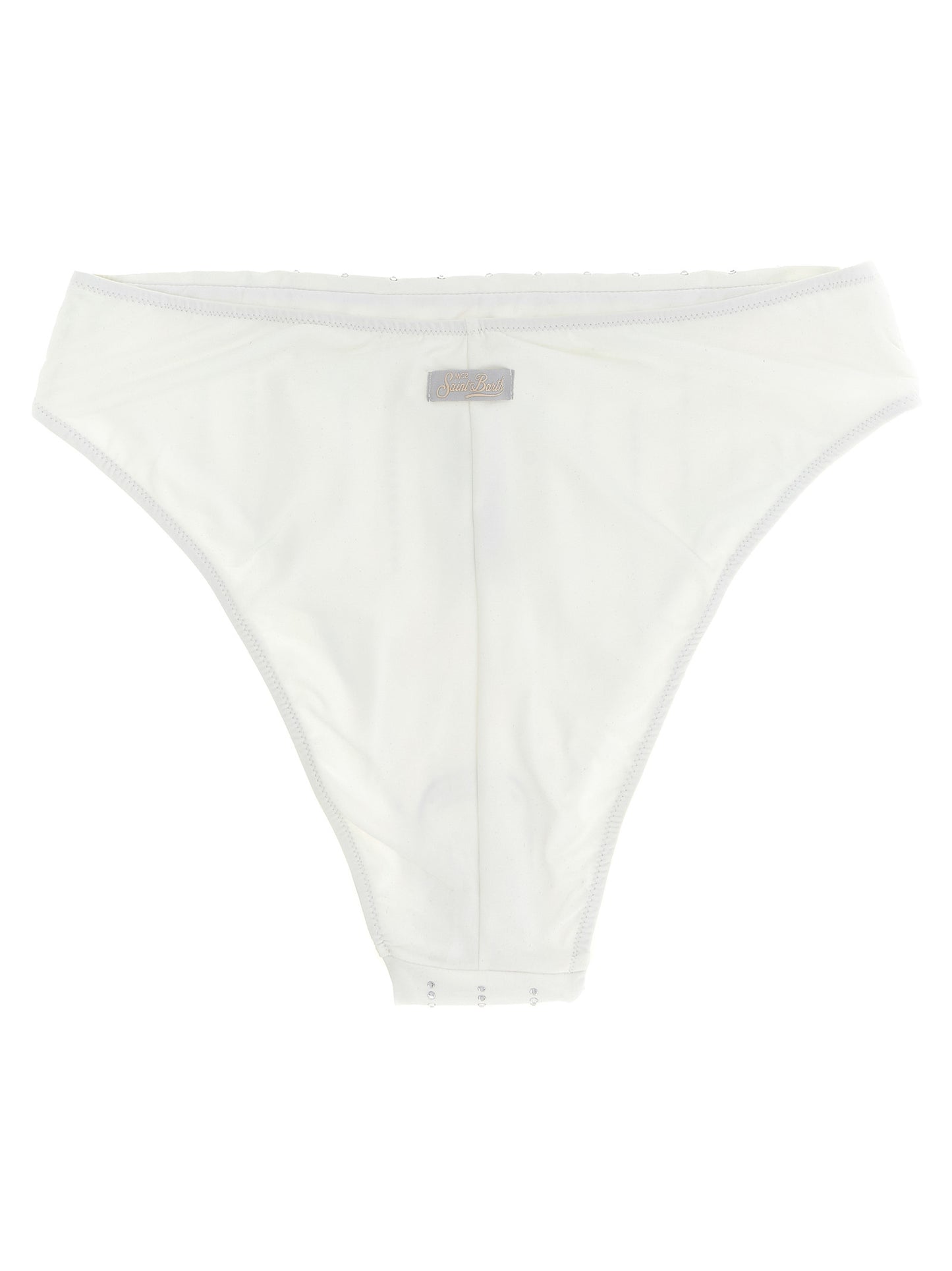 Bikini by MC2 Saint Barth for women in polyamide & rhinestone white features a sultry chic silhouette, showcasing the sultry chic design of this Women's Polyamide & Rhinestone Bikini with a sultry chic fit.