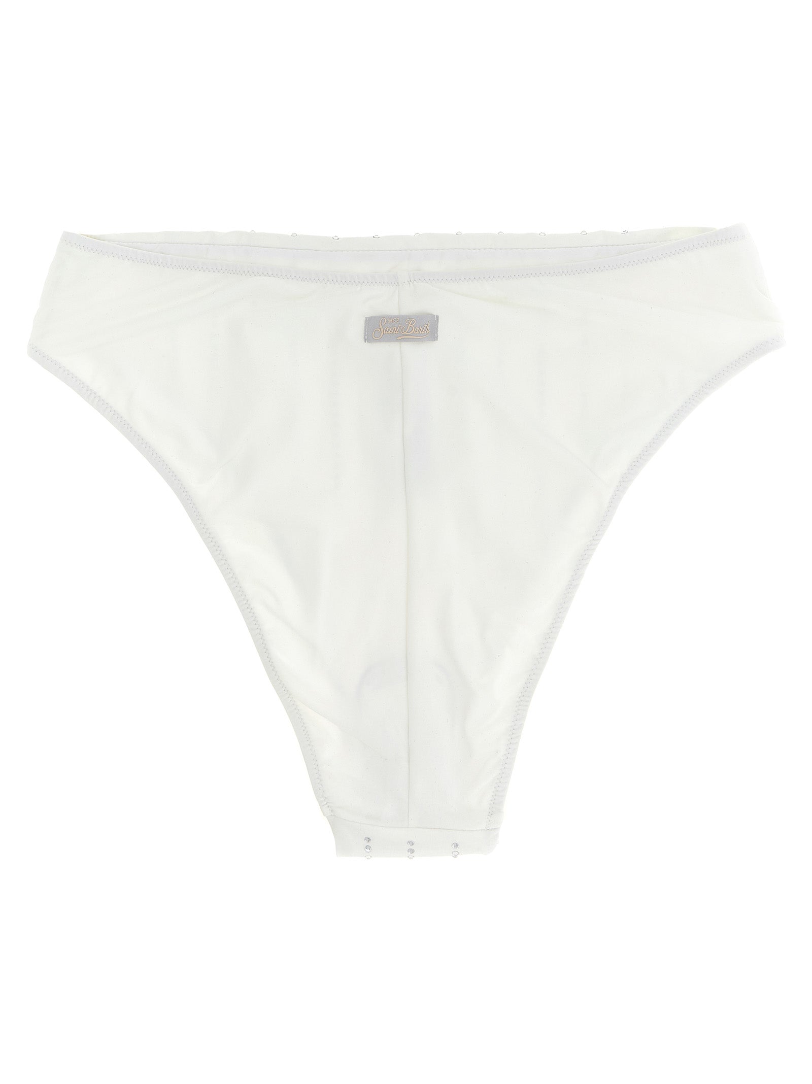Bikini by MC2 Saint Barth for women in polyamide & rhinestone white features a sultry chic silhouette, showcasing the sultry chic design of this Women's Polyamide & Rhinestone Bikini with a sultry chic fit.