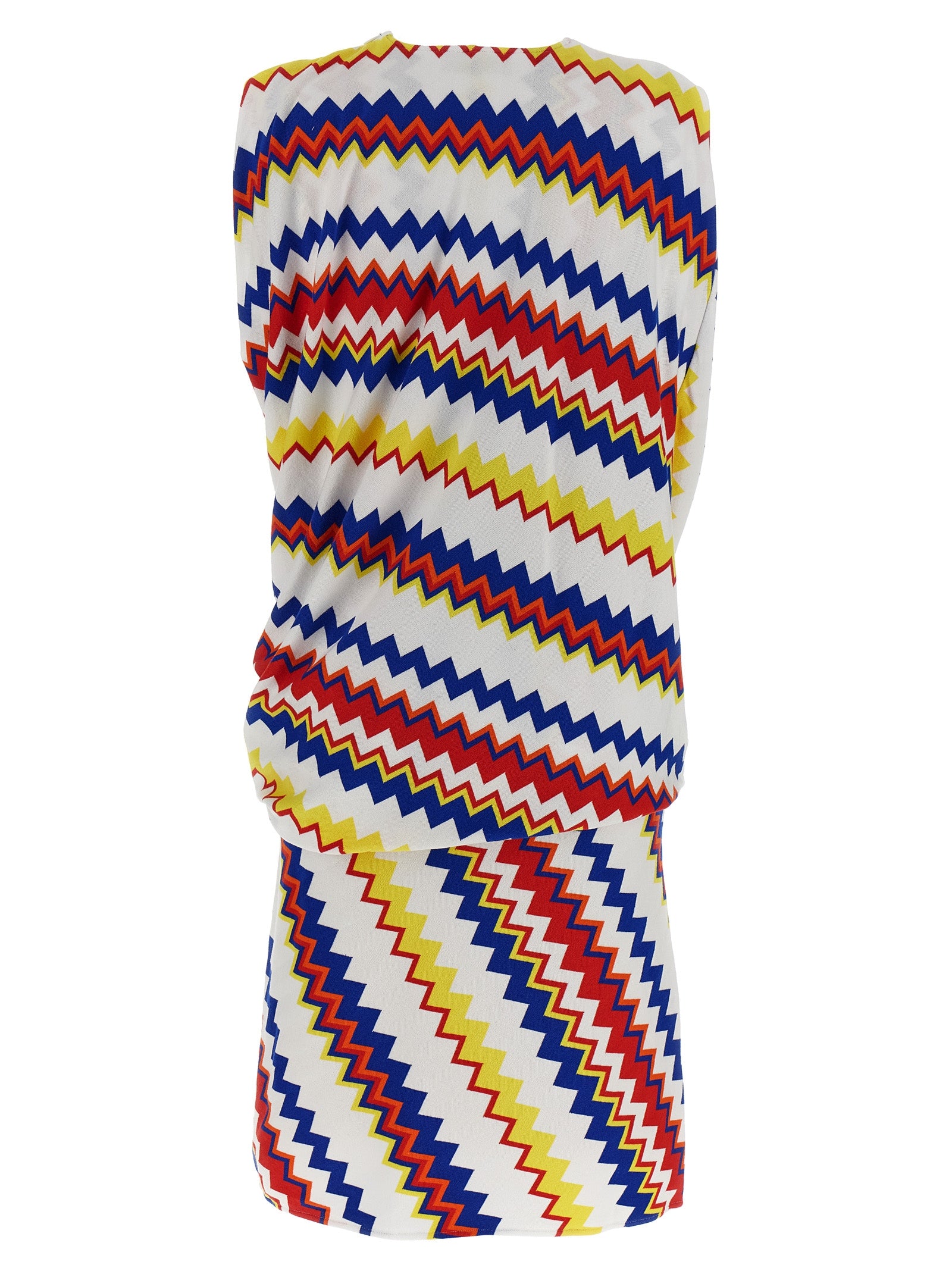 Dress by Missoni for women in polyester & viscose multicolor & patterned features an sultry silhouette defined by a crew neckline and , falling to an sultry short for a sultry look.