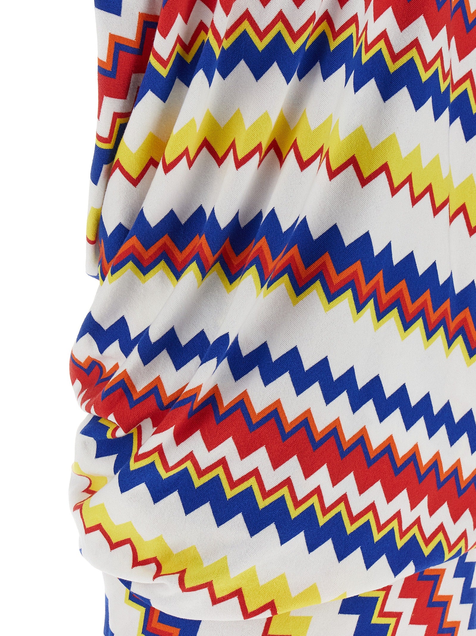 Dress by Missoni for women in polyester & viscose multicolor & patterned features an sultry silhouette defined by a and , falling to an sultry short for a sultry look.