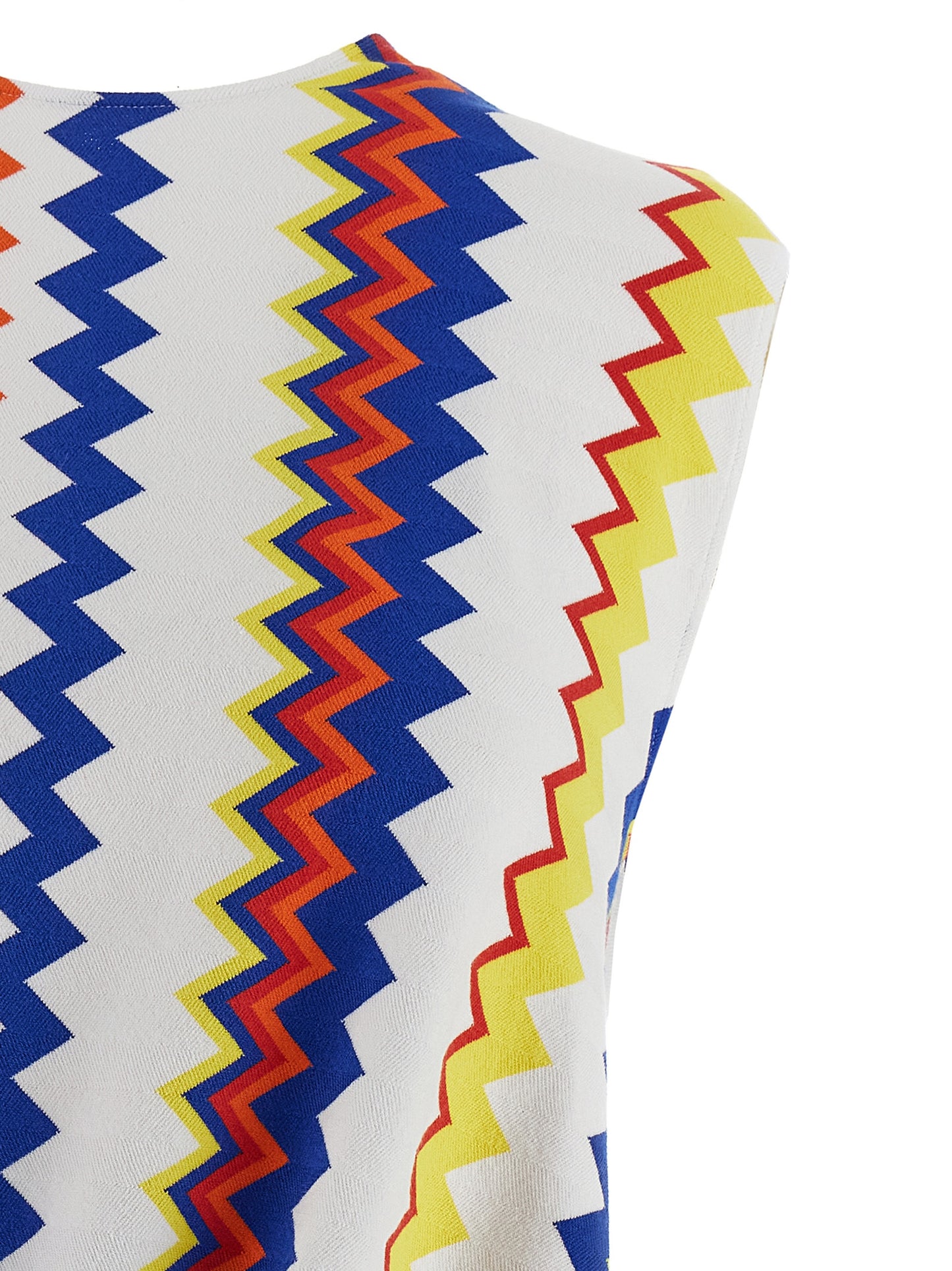 Shirt by Missoni for women in polyester & viscose multicolor & patterned features an architectural silhouette with a refined and elegant crew neckline for a architectural look.