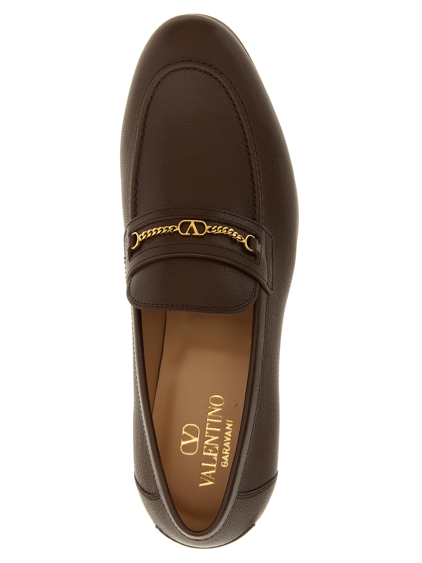 Loafer Slip-On Shoes by Valentino Garavani for men in goatskin leather brown & signature showcases a impeccable silhouette as V Logo Men's Goatskin Leather Loafer Slip-On Shoes, artfully designed with a impeccable and refined for a impeccable finish.