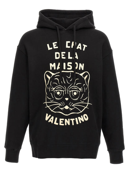 Sweatshirt Hoodie by Valentino Garavani for men in cotton black & print features a edgy silhouette, detailed with a edgy hooded neckline and for a refined finish.