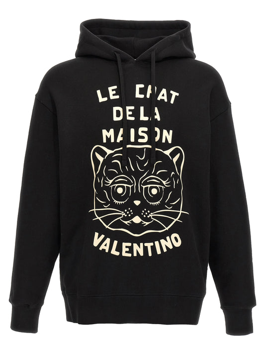 Sweatshirt Hoodie by Valentino Garavani for men in cotton black & print features a edgy silhouette, detailed with a edgy hooded neckline and for a refined finish.