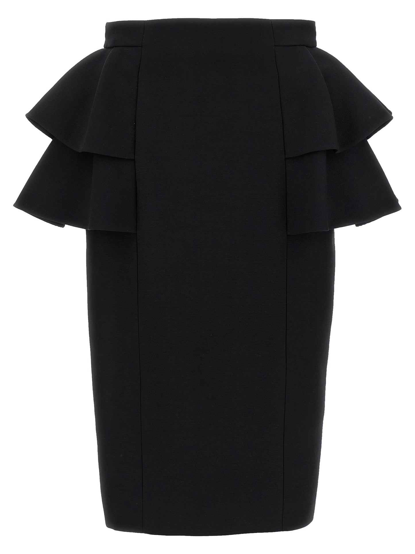 Valentino Garavani Women's Silk Crepe & Virgin Wool Midi Skirt - Black