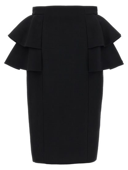 Valentino Garavani Women's Silk Crepe & Virgin Wool Midi Skirt - Black