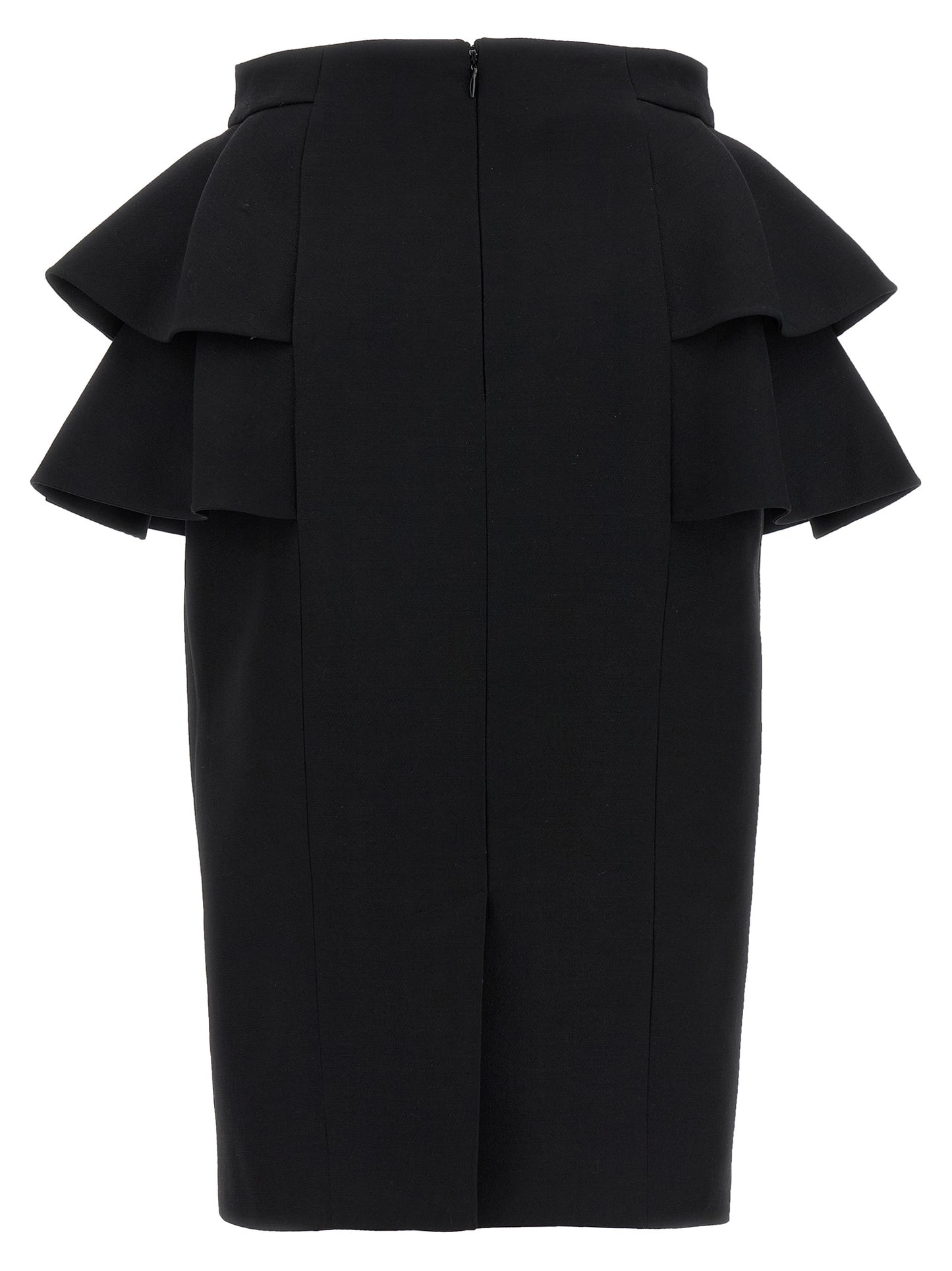 Valentino Garavani Women's Silk Crepe & Virgin Wool Midi Skirt - Black