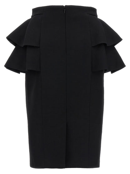 Valentino Garavani Women's Silk Crepe & Virgin Wool Midi Skirt - Black