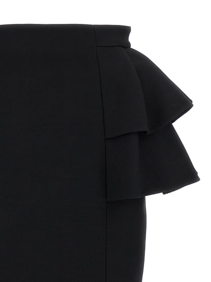 Valentino Garavani Women's Silk Crepe & Virgin Wool Midi Skirt - Black