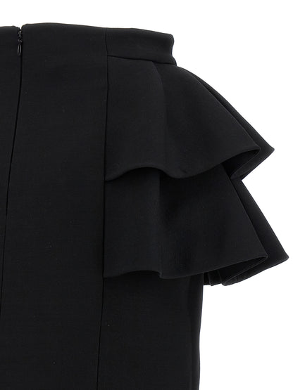 Valentino Garavani Women's Silk Crepe & Virgin Wool Midi Skirt - Black