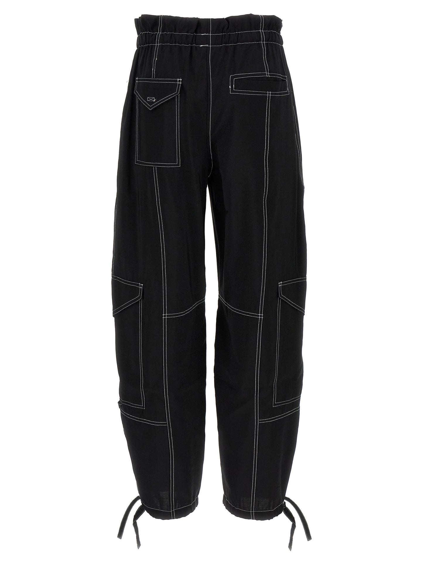 Casual Pants by Ganni for women in polyester & viscose black features a polished silhouette with a polished straight, reaching a polished long and finished with a polished high rise.