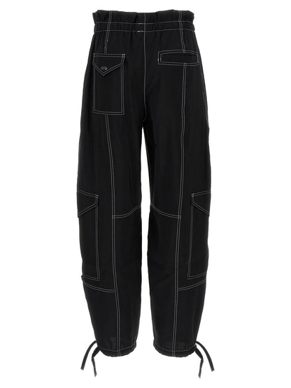 Casual Pants by Ganni for women in polyester & viscose black features a polished silhouette with a polished straight, reaching a polished long and finished with a polished high rise.
