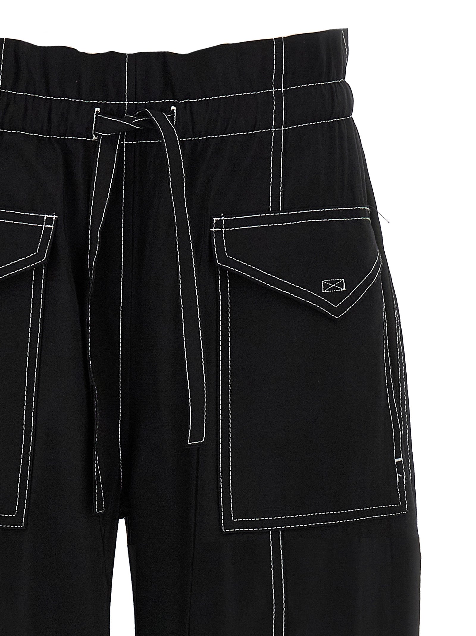 Casual Pants by Ganni for women in polyester & viscose black features an sartorial straight and long with a high rise cut for a sartorial finish.