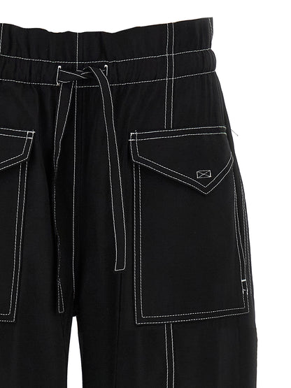 Casual Pants by Ganni for women in polyester & viscose black features an sartorial straight and long with a high rise cut for a sartorial finish.