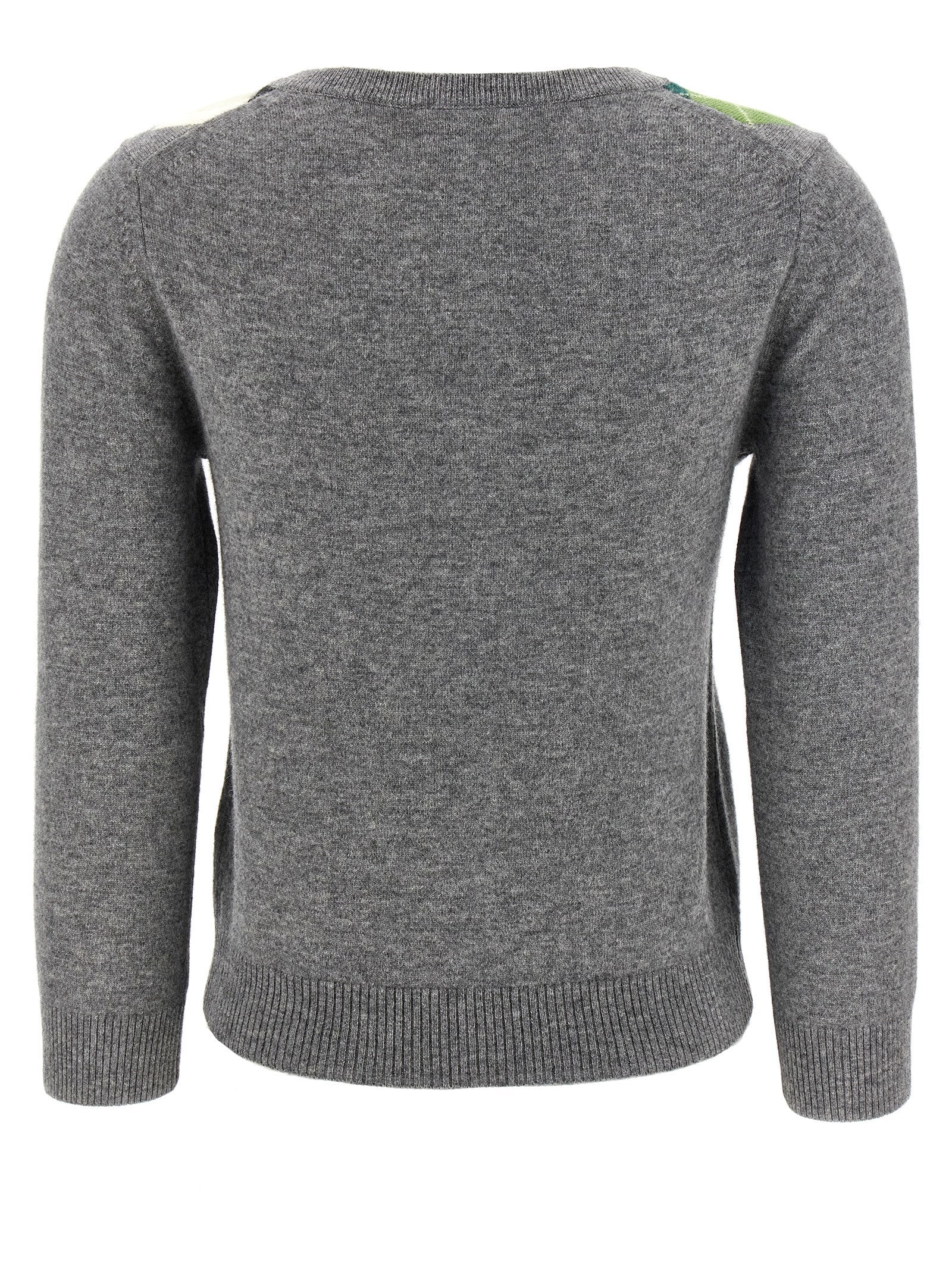 Cardigan by Ganni for women in cashmere & merino wool gray, patterned & argyle showcases a luxurious silhouette, meticulously detailed with a sophisticated round wrap neckline and for a refined finish.