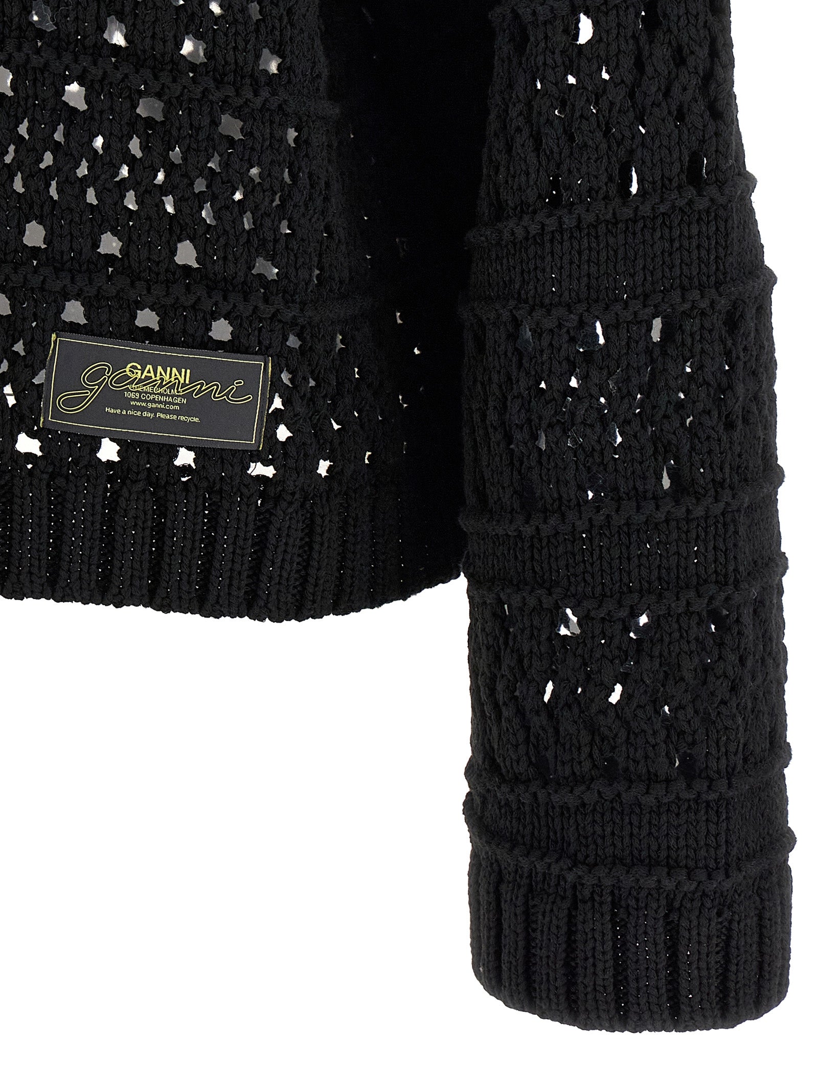 Cardigan by Ganni for women in cotton black features an crisp silhouette, showcasing a sophisticated and detail for a truly crisp finish.