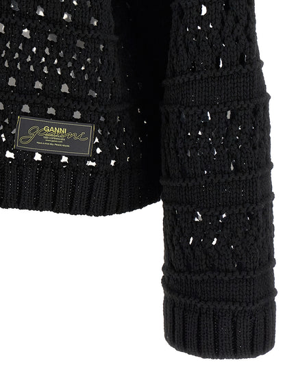 Cardigan by Ganni for women in cotton black features an crisp silhouette, showcasing a sophisticated and detail for a truly crisp finish.