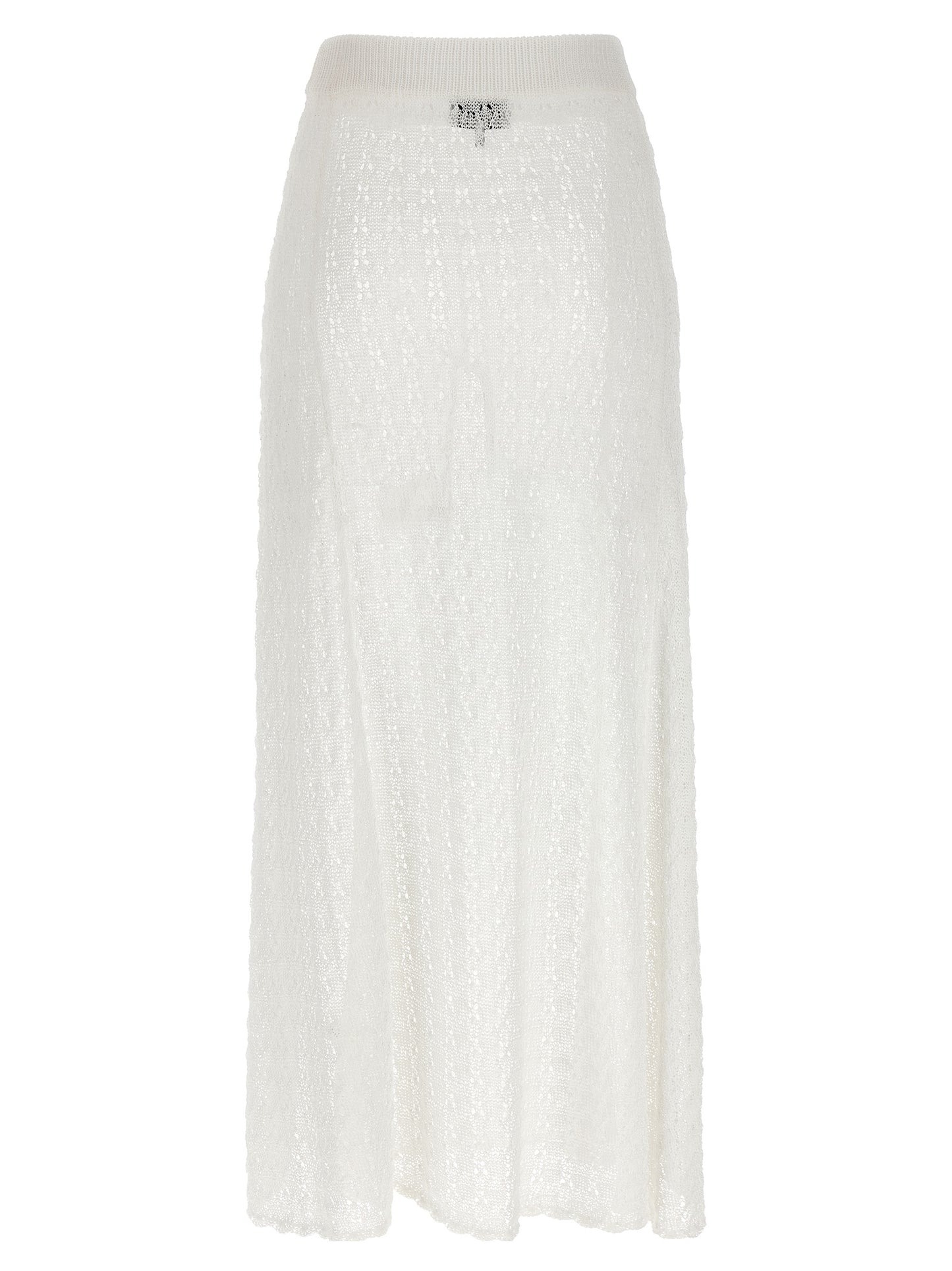 Skirt by Ganni for women in polyamide white features an relaxed-yet-refined silhouette that elegantly showcases the Crochet Women's Polyamide Mini Skirt design and sophisticated mini.