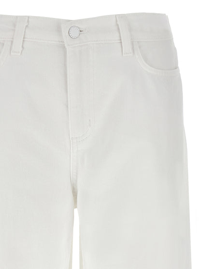 Jeans by L'Agence for women in denim cotton white presents a tailored silhouette, showcasing a tailored wide and long cut with a refined high rise for a truly tailored aesthetic.