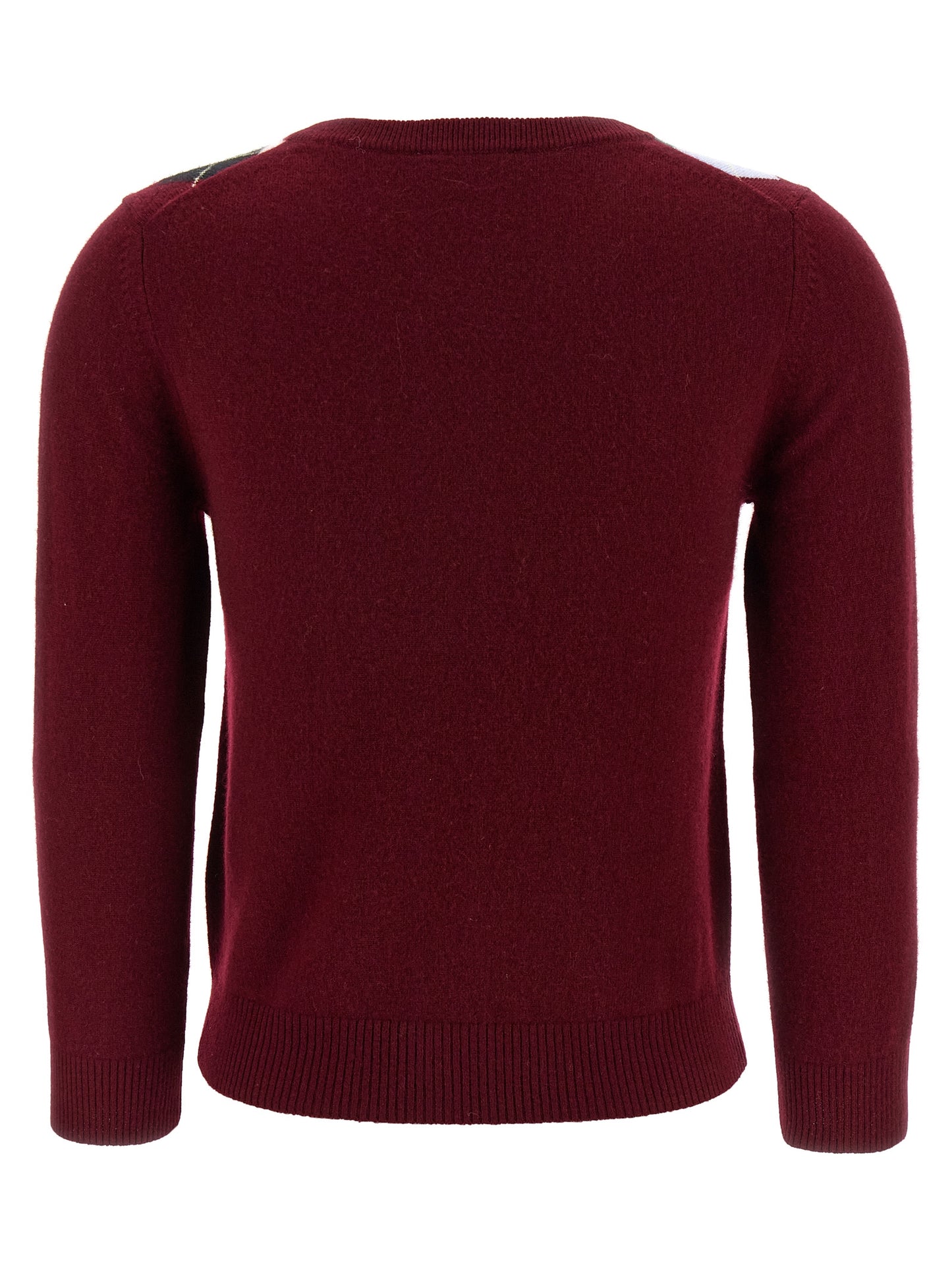 Cardigan by Ganni for women in cashmere & merino wool bordeaux, patterned & argyle features an impeccable silhouette, showcasing a sophisticated round neckline and detail for a truly impeccable finish.