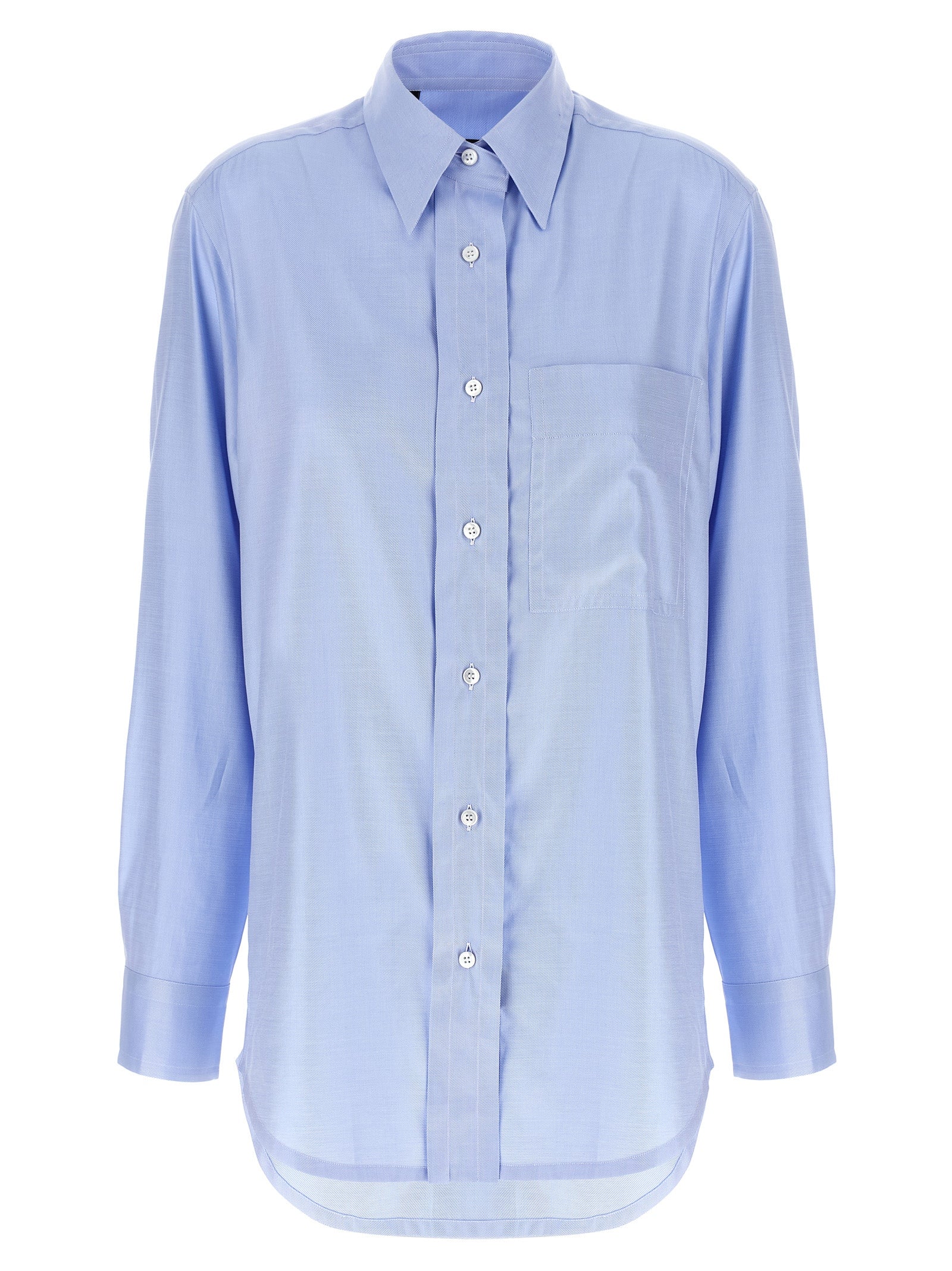 Blouse by Brioni for women in cotton twill light-blue, featuring a nuanced and nuanced for a sophisticated finish.
