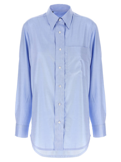 Blouse by Brioni for women in cotton twill light-blue, featuring a nuanced and nuanced for a sophisticated finish.