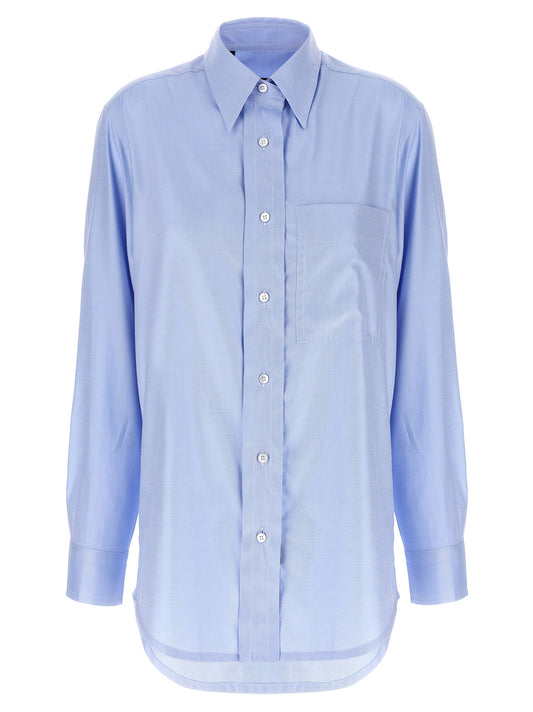 Blouse by Brioni for women in cotton twill light-blue, featuring a nuanced and nuanced for a sophisticated finish.