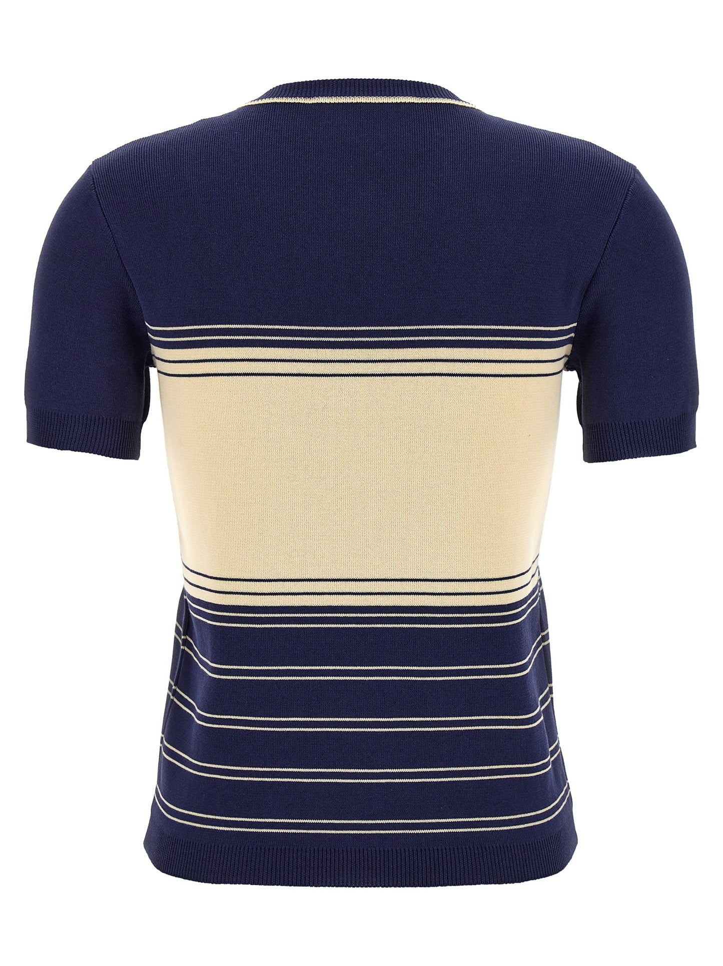 T-Shirt by Valentino Garavani for women in cotton blue, jacquard & striped features a plush silhouette, showcasing a sophisticated crew neckline and for a truly plush finish.