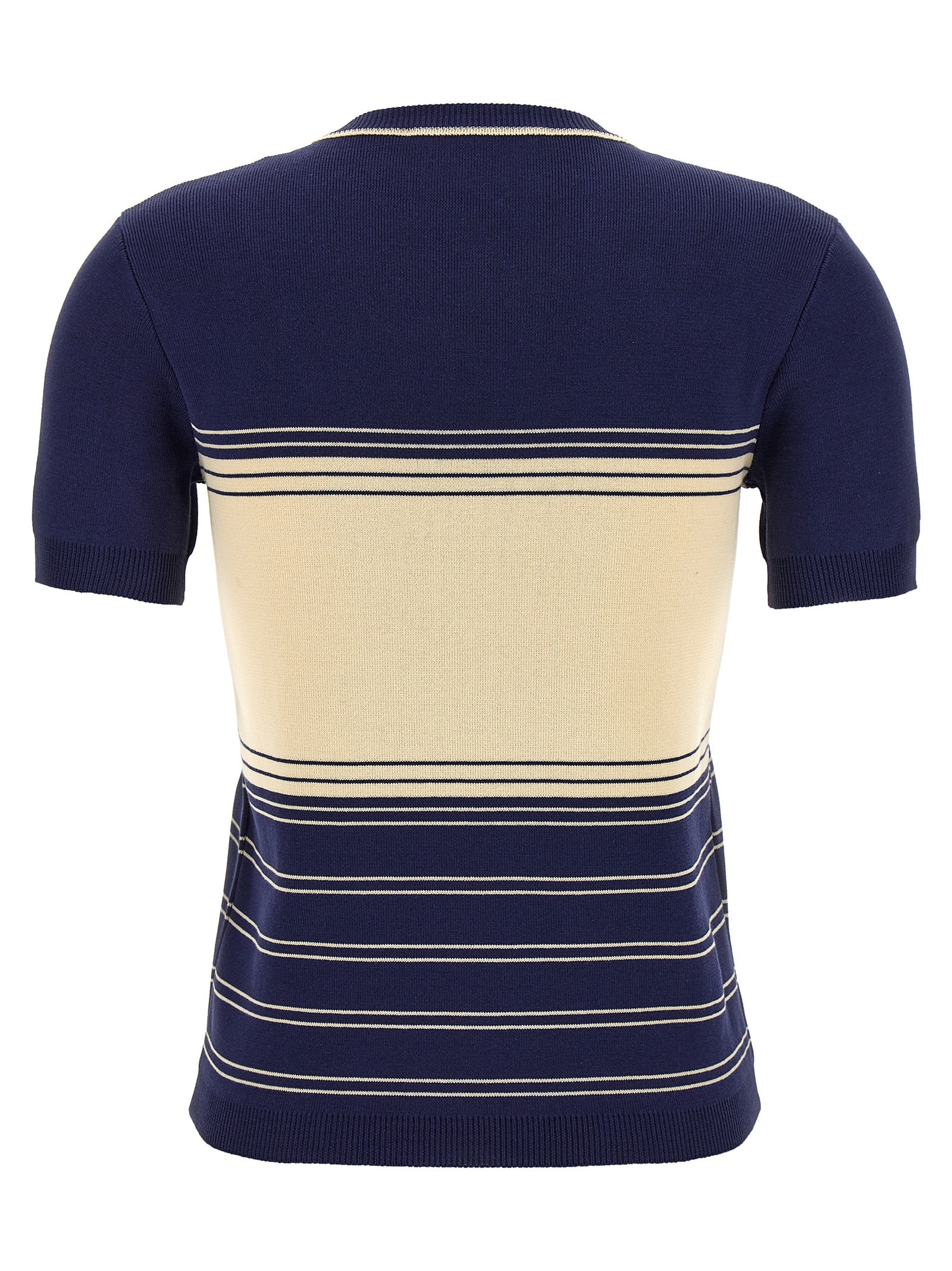 T-Shirt by Valentino Garavani for women in cotton blue, jacquard & striped features a plush silhouette, showcasing a sophisticated crew neckline and for a truly plush finish.