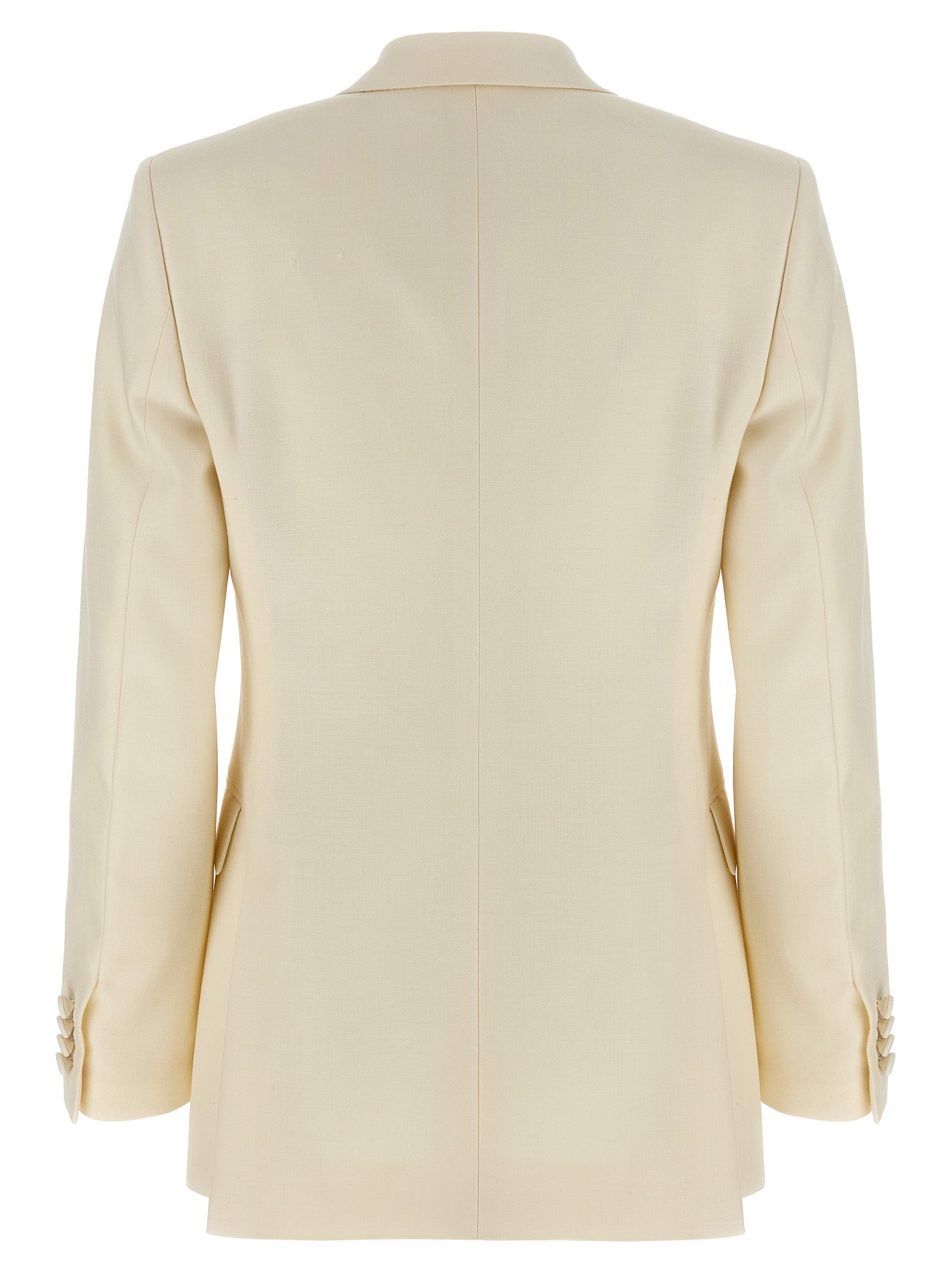This Blazer by Brioni for women in linen silk & wool white, patterned & herringbone presents a tailored silhouette, meticulously tailored with a tailored and distinctive for a tailored finish.