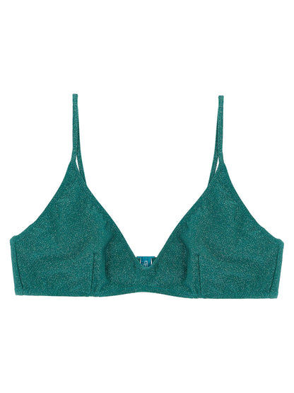 MC2 Saint Barth Women's Polyamide Polyester & Viscose Swimwear Top - Bicolour Green