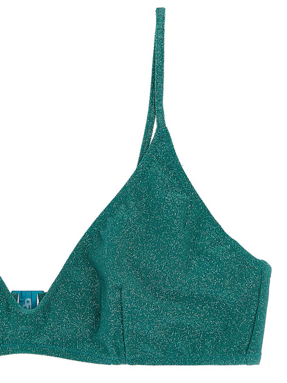 MC2 Saint Barth Women's Polyamide Polyester & Viscose Swimwear Top - Bicolour Green