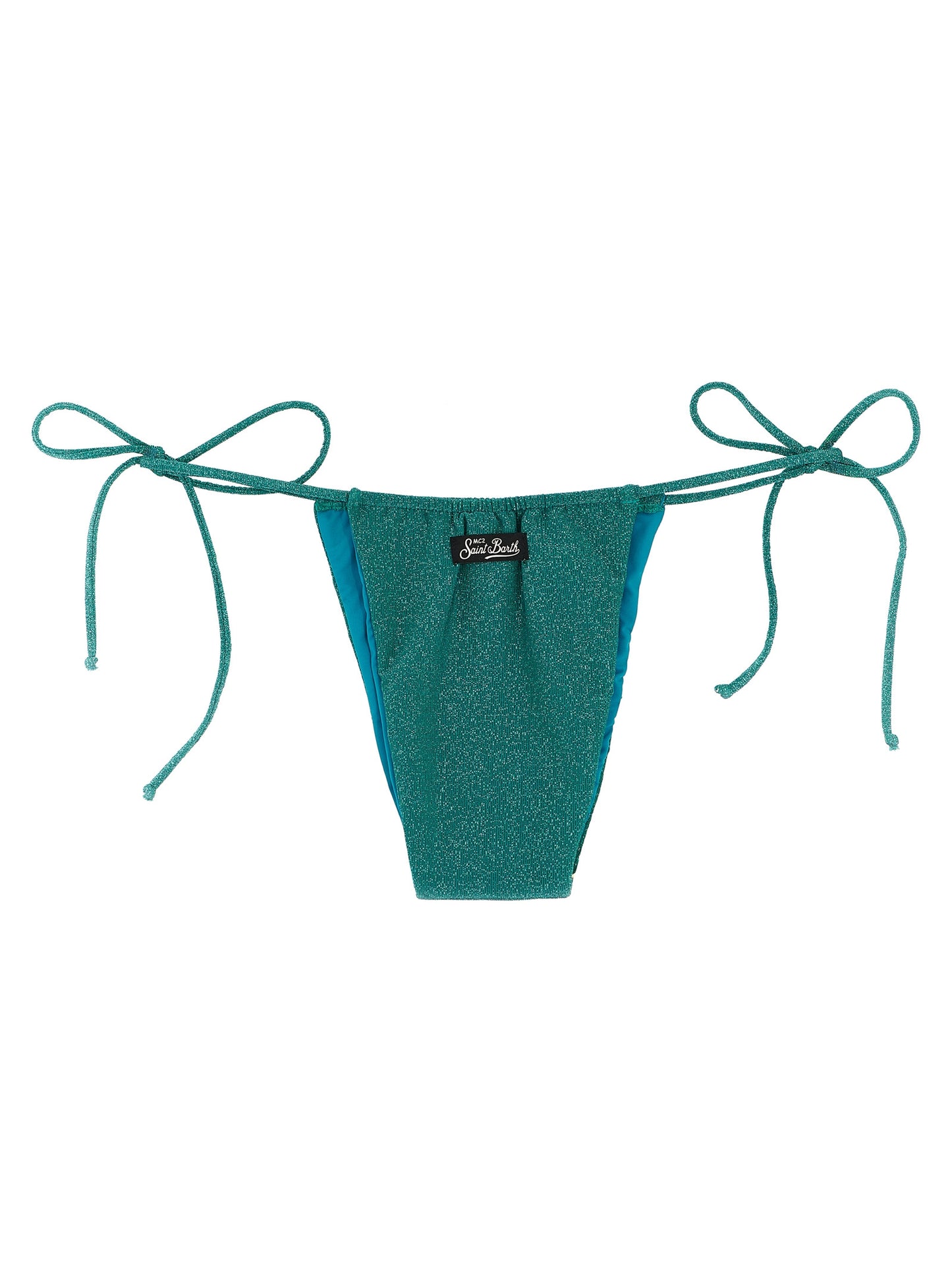 Bikini by MC2 Saint Barth for women in polyamide polyester & viscose bicolour, green & signature presents a sun-drenched silhouette, showcasing the sun-drenched Women's Polyamide Polyester & Viscose Bikini design with a sun-drenched cut for a premium finish.
