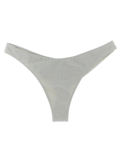 Swim Briefs by MC2 Saint Barth for women in polyamide polyester & viscose silver features a sleek silhouette from the Women's Polyamide Polyester & Viscose Swim Briefs collection, showcasing a sleek cut designed for a sleek fit.