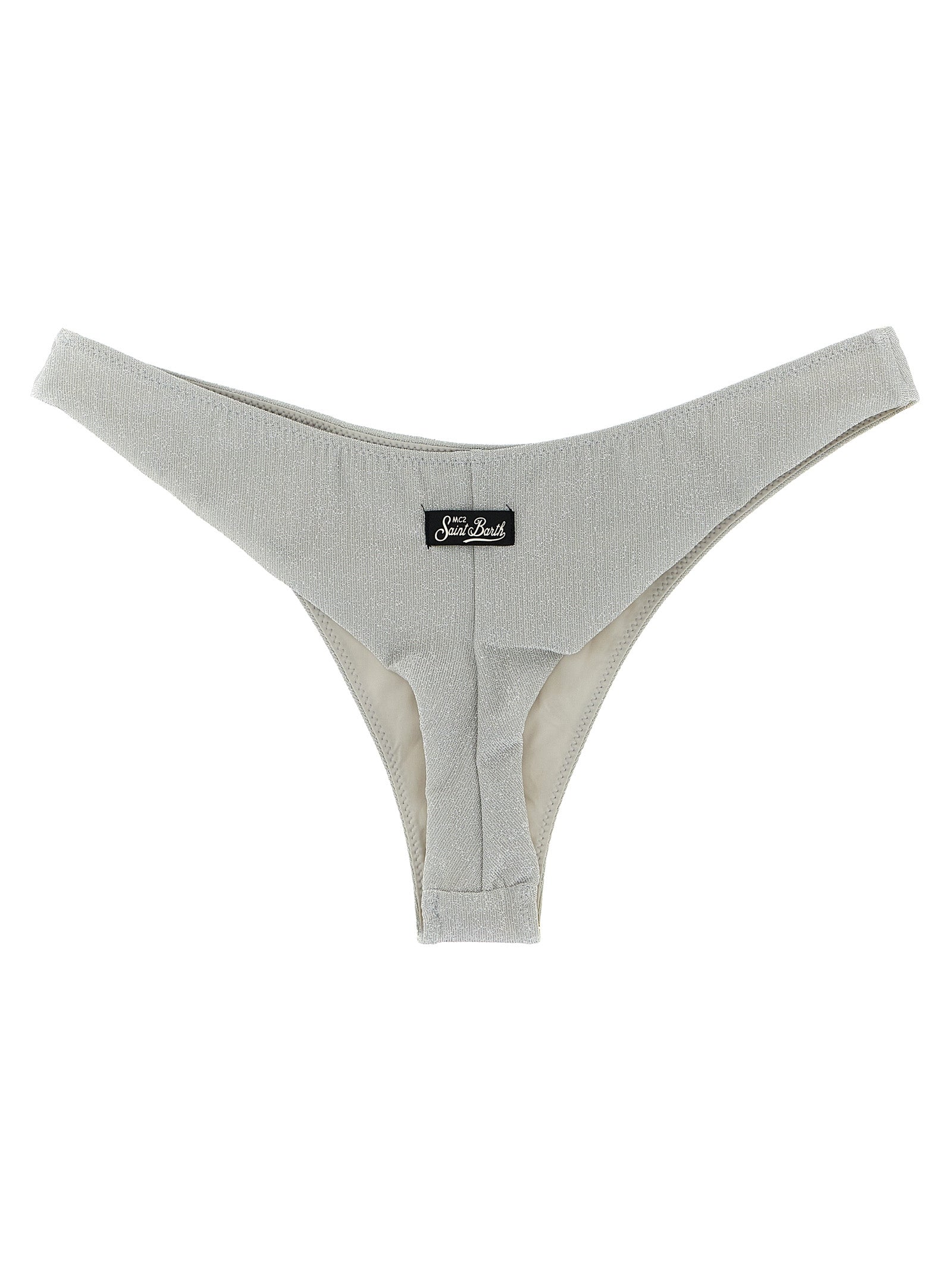 Swim Briefs by MC2 Saint Barth for women in polyamide polyester & viscose silver features a refined silhouette, showcasing the refined design of this Women's Polyamide Polyester & Viscose Swim Briefs with a refined fit.
