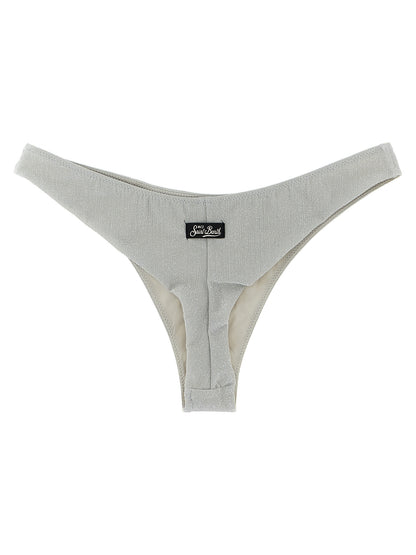 Swim Briefs by MC2 Saint Barth for women in polyamide polyester & viscose silver features a refined silhouette, showcasing the refined design of this Women's Polyamide Polyester & Viscose Swim Briefs with a refined fit.