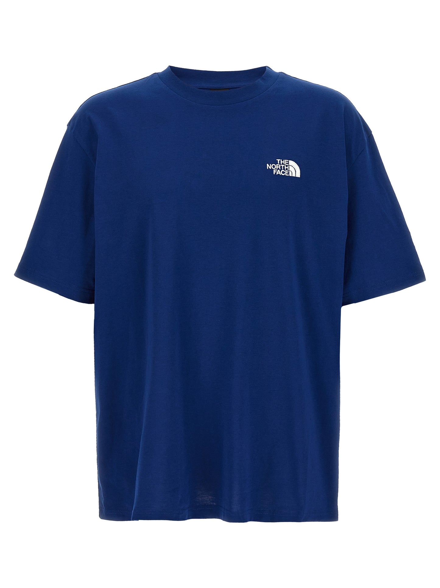 T-Shirt by The North Face for men in cotton blue showcases a dramatic silhouette, elegantly detailed with a dramatic crew neckline and for a truly dramatic finish.