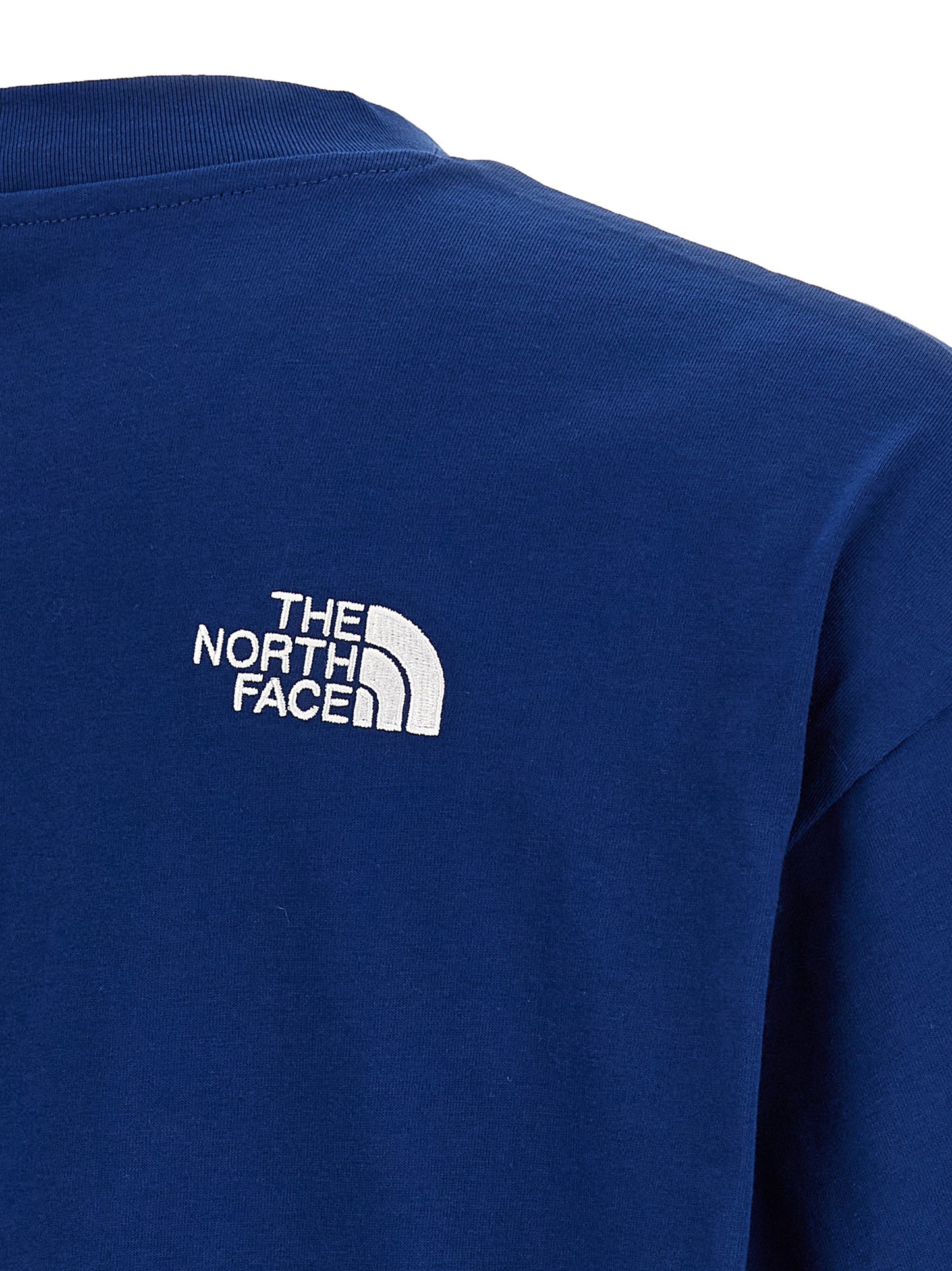 T-Shirt by The North Face for men in cotton blue showcases a fashionable silhouette, elegantly detailed with a fashionable and for a sophisticated, high-fashion look.